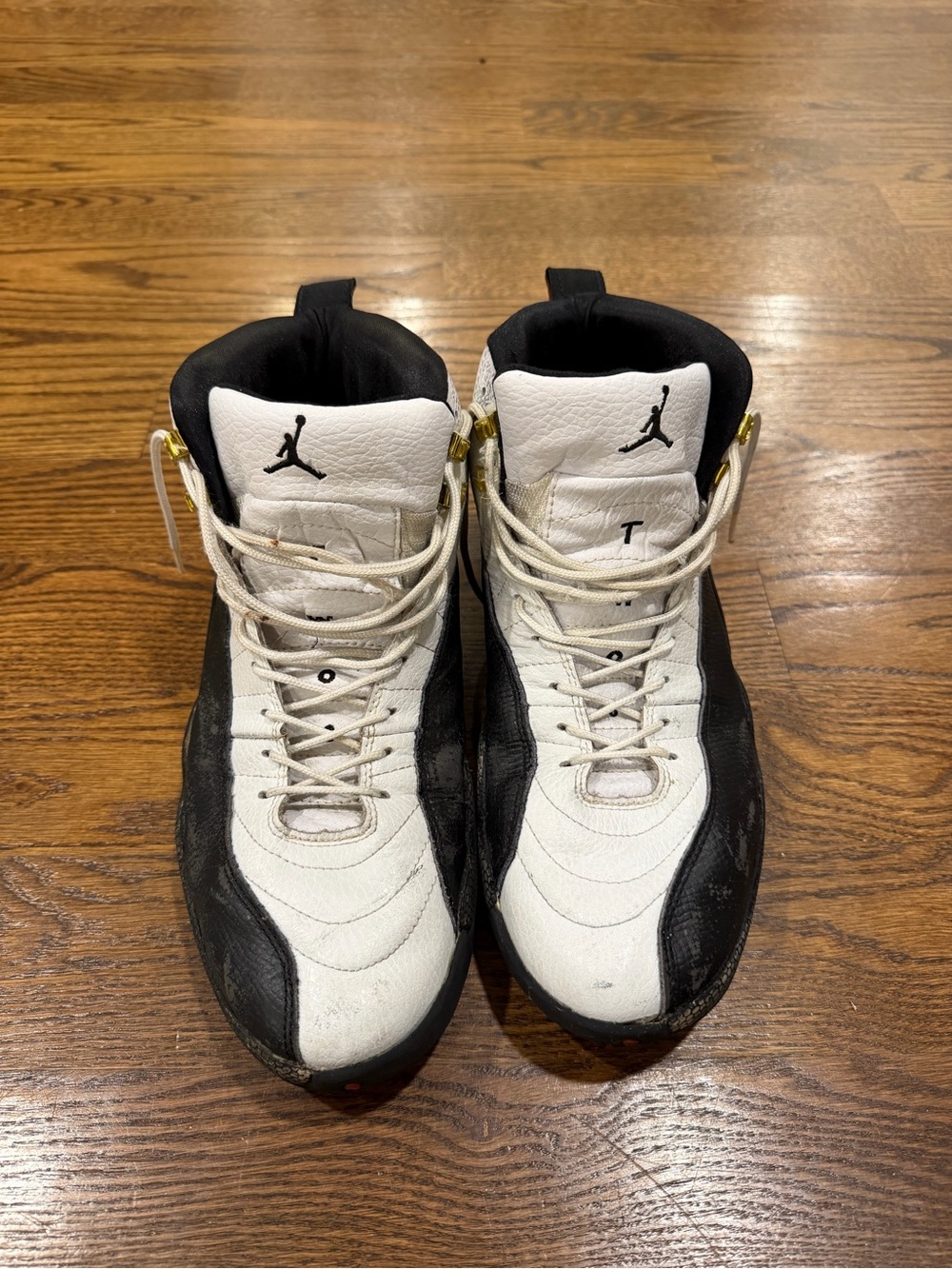 Jordan Men's High-Top Sneakers in White, Black & Gold accents